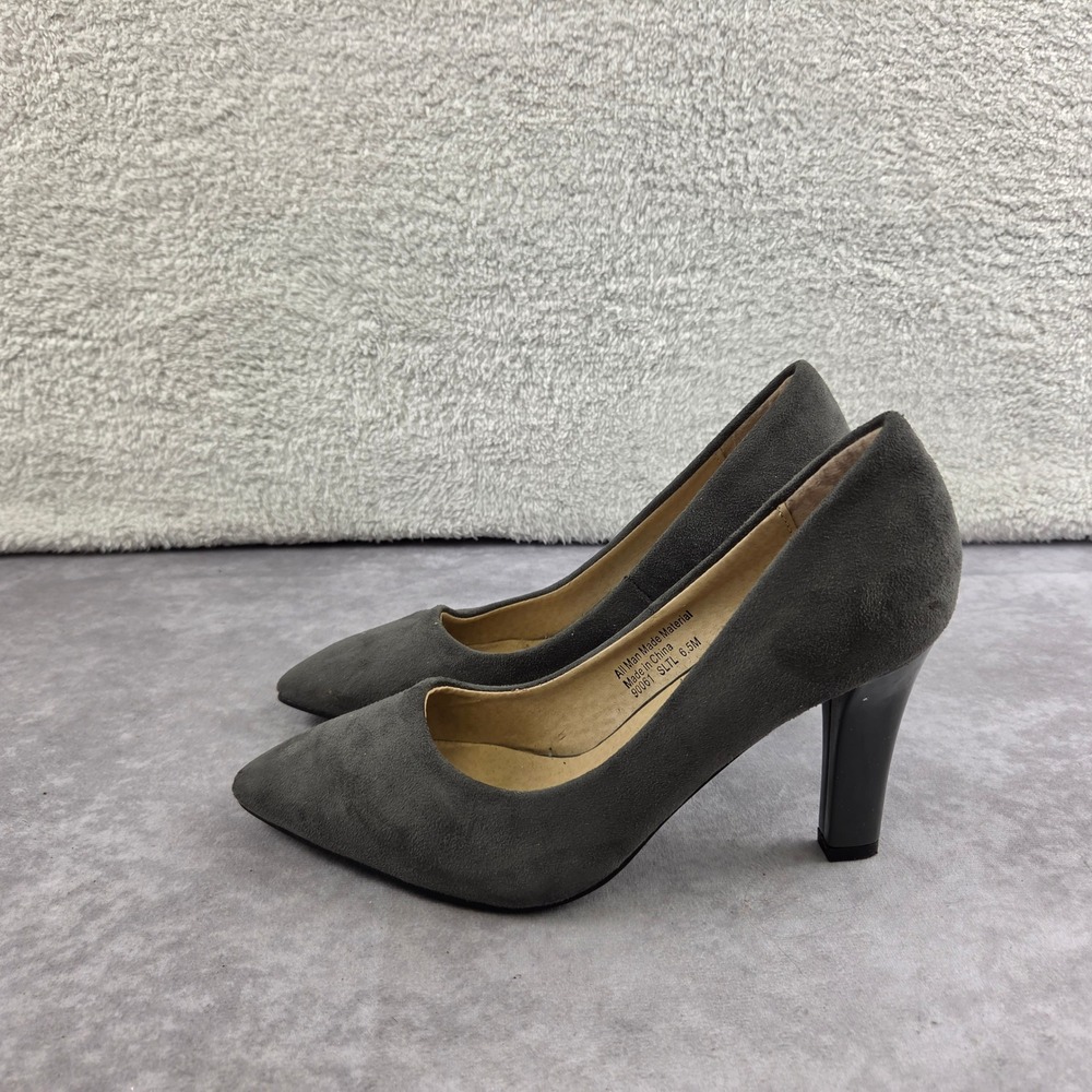 Boston Design Studio Gry Faux Suede Pointed Toe Pumps High Heels 90061 SLTL 6.5M